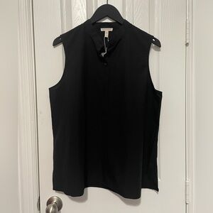 NWT Eileen Fisher Washed Organic Cotton Poplin Sleeveless Shirt